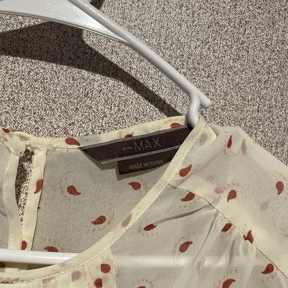 To the Max Cream and Red Ruffled Bib Collar Blouse - Picture 3 of 6